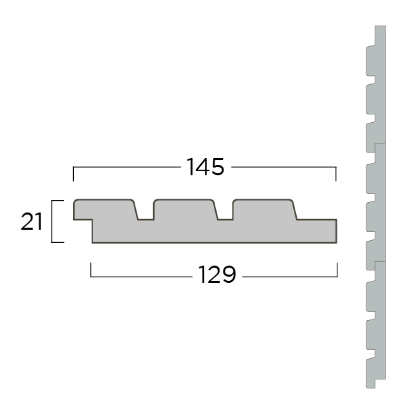 Bekledingsplank Gr TW Line 21x130x4500mm