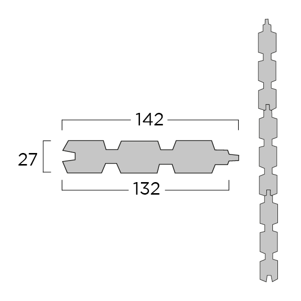 Blokhutplank Gr TW Duo Line 27x145x1800mm