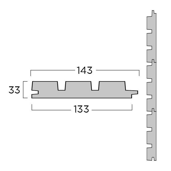 Blokhutplank Gr TW Line 33x143x4500mm