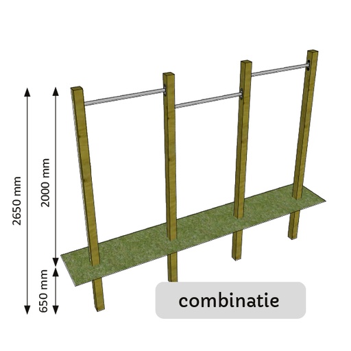 [TUIMELCOMBINATIE] Tuimelbar Combinatiemodule met 3 x RVS 900 mm
