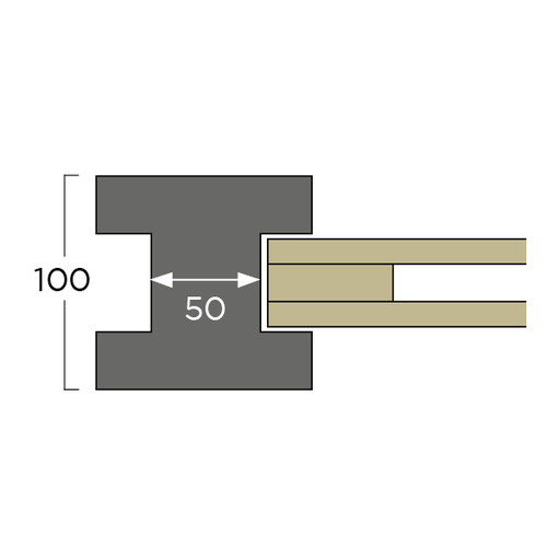 [BET50TUSANT1001002700] Betonpaal 50mm Tussen Antraciet 100x100x2700mm